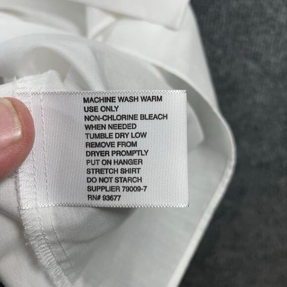 J. Ferrar Slim Button Up Dress Shirt Men's XXL 18-18.5 34-35 White Adjustable - Picture 8 of 10